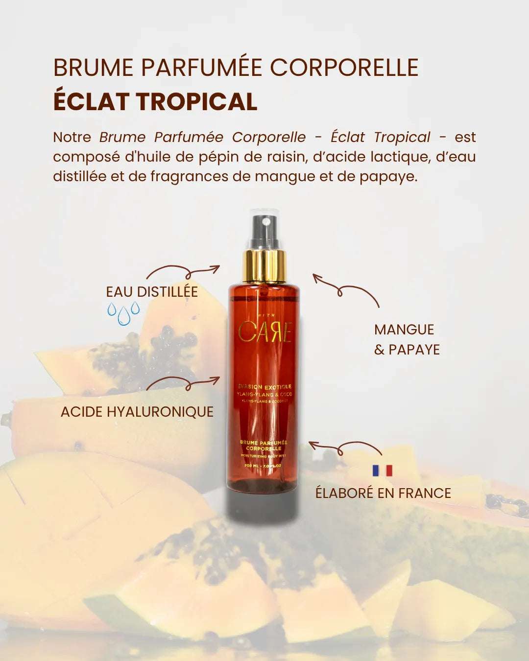 Brume hydratante Mangue et Papaye  - 200mL