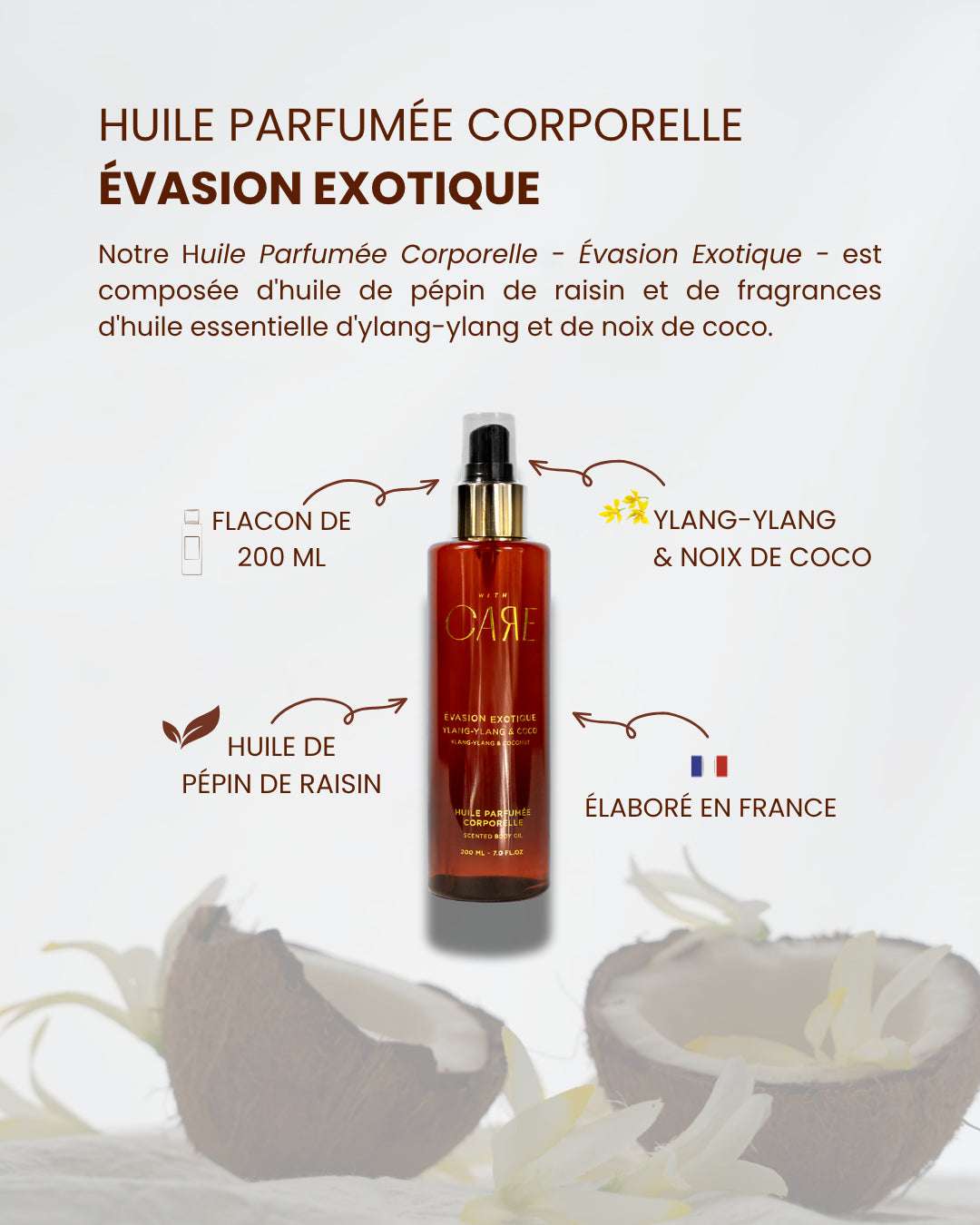 Huile corporelle Ylang-Ylang et Coco - 200mL